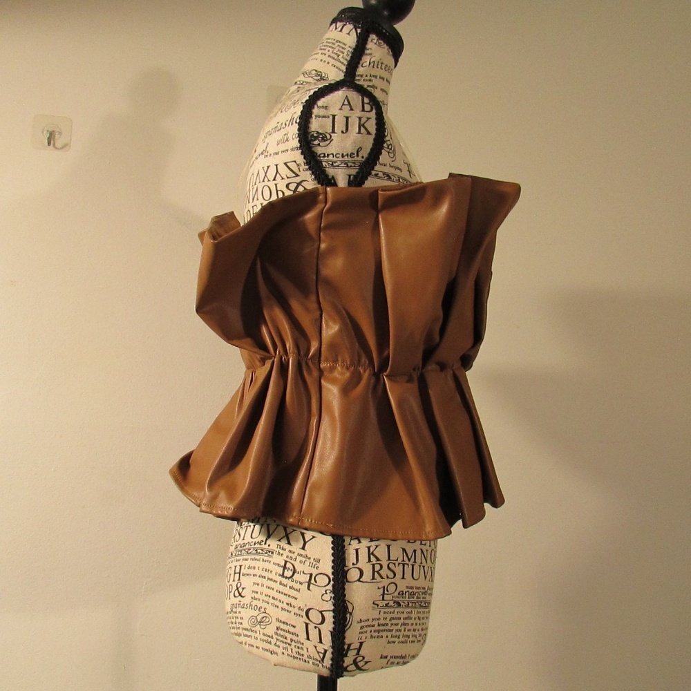 DO+BE Brown Faux Leather Ruffle Top - Picture 4 of 6